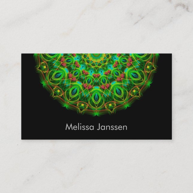 Green peacock - Mandala- Business Card (Front)