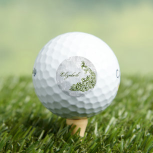 Green Peacock Personalised Golf Balls