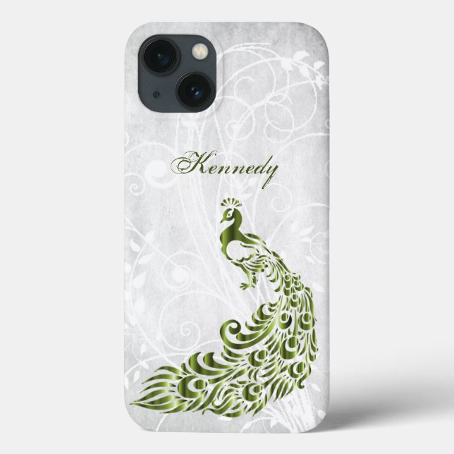Green Peacock Personalised iPhone X case (Back)