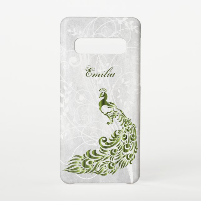 Green Peacock Personalised Samsung Galaxy Case (Back)