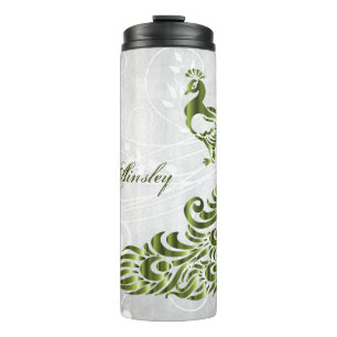 Green Peacock Personalised Thermal Tumbler