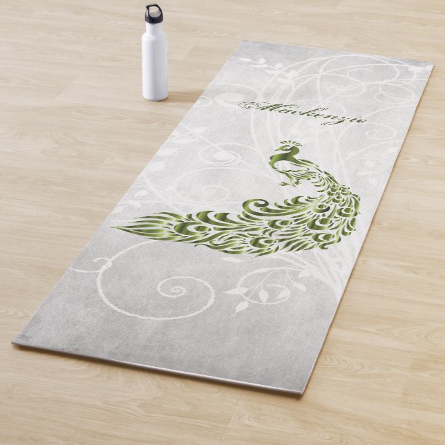 Green Peacock Personalised Yoga Mat (In Situ)