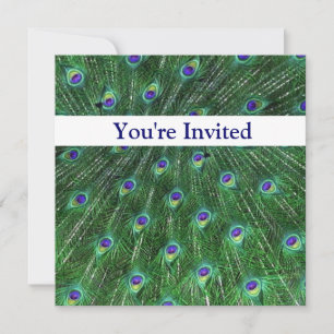 Green Peacock Swirl Birthday Invitation