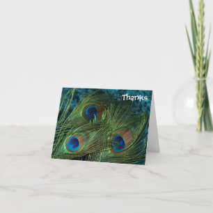 Green Peacock Wedding Thank You Card