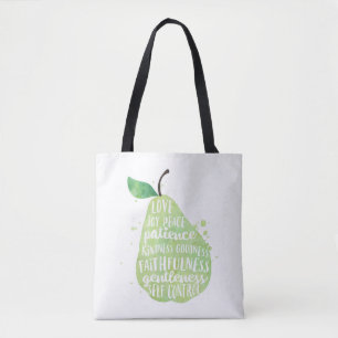 Green Pear and Beautiful Words Tote Bag