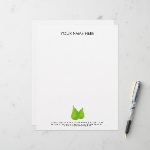 Green pear fruit logo letterhead template