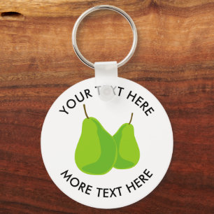 Green pear fruit personalised keychain