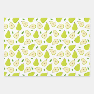 Green Pear Pattern Wrapping Paper Sheet