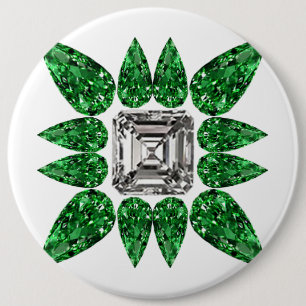 Green Pear shaped Diamond Pattern 6 Cm Round Badge