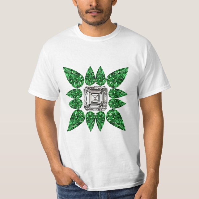 Green Pear shaped Diamond Pattern T-Shirt (Front)