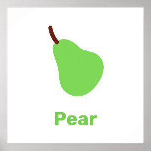 Green pear with words poster