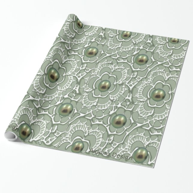 Green Pearl Pattern Gift wrapping Paper (Unrolled)