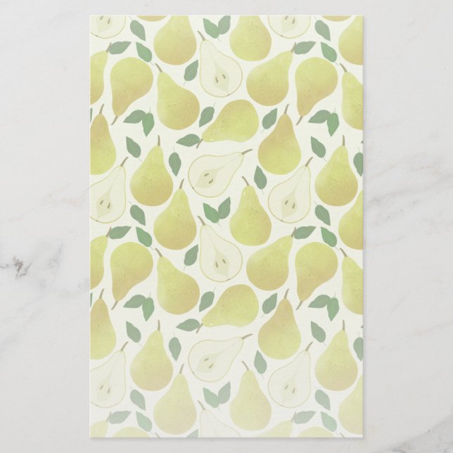Green Pears Pattern Stationery (Front)