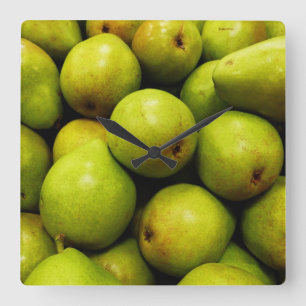Green Pears Square Wall Clock
