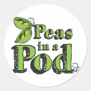 Green Peas Drawing Vegetable Art 2 Peas in a Pod Classic Round Sticker