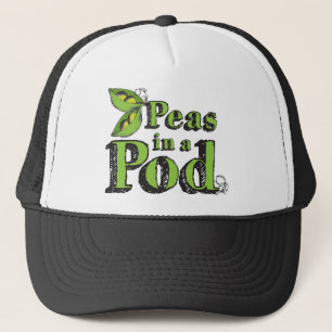 Green Peas Drawing Vegetable Art 2 Peas in a Pod Trucker Hat