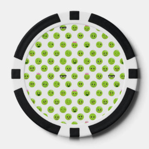 Green Peas Emoticon Face Healthy Vegetables Humour Poker Chips