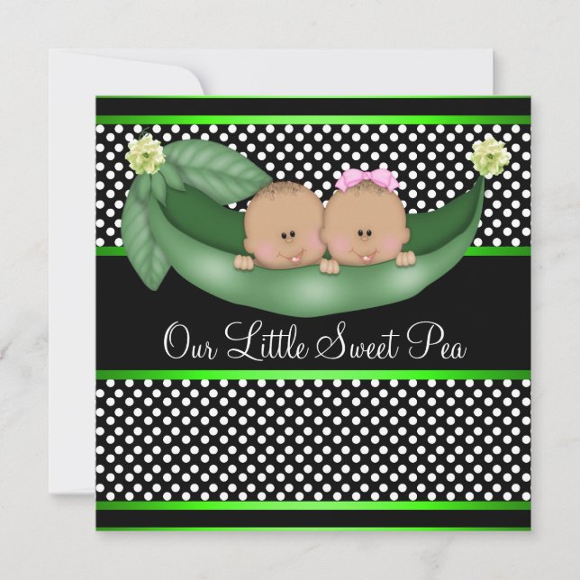 Green Peas In A Pod African American Gender Reveal Invitation (Front)