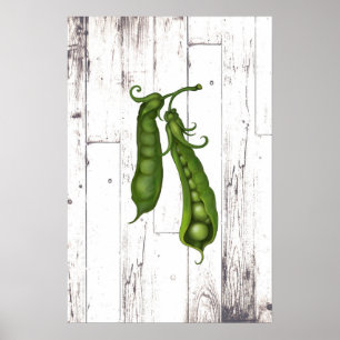 Green Peas Pea White Wood Rustic Farmhouse Art Poster