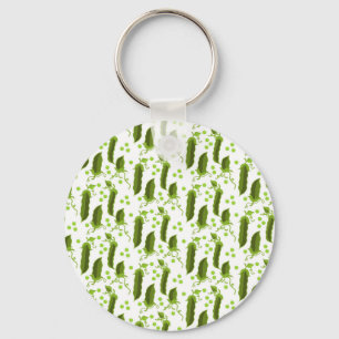 Green Peas Plants Leaves Round Vegetable Foods Key Ring
