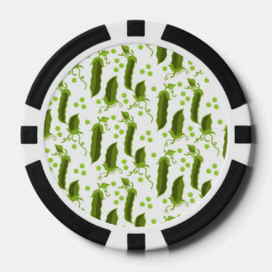 Green Peas Plants Leaves Round Vegetable Foods Poker Chips