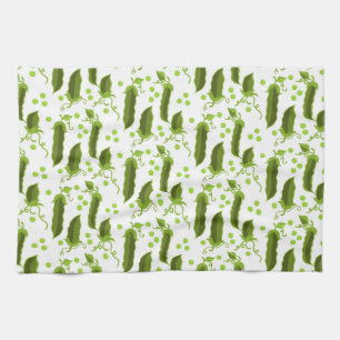 Green Peas Plants Leaves Round Vegetable Foods Tea Towel