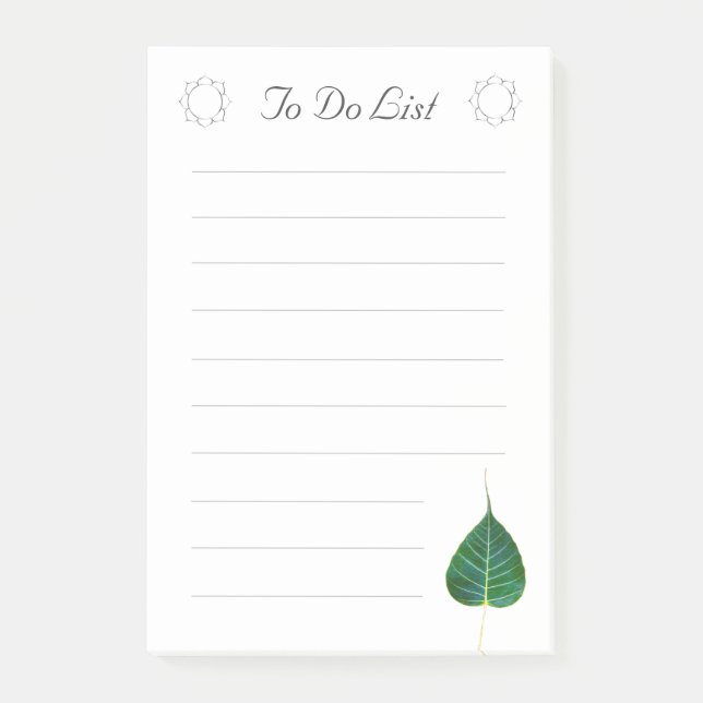 Green Peepal Tree Leaf, Lotus Flowers To Do List Post-it Notes (Front)