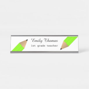Green Pencils School  Teacher Classroom Desk Name Plate