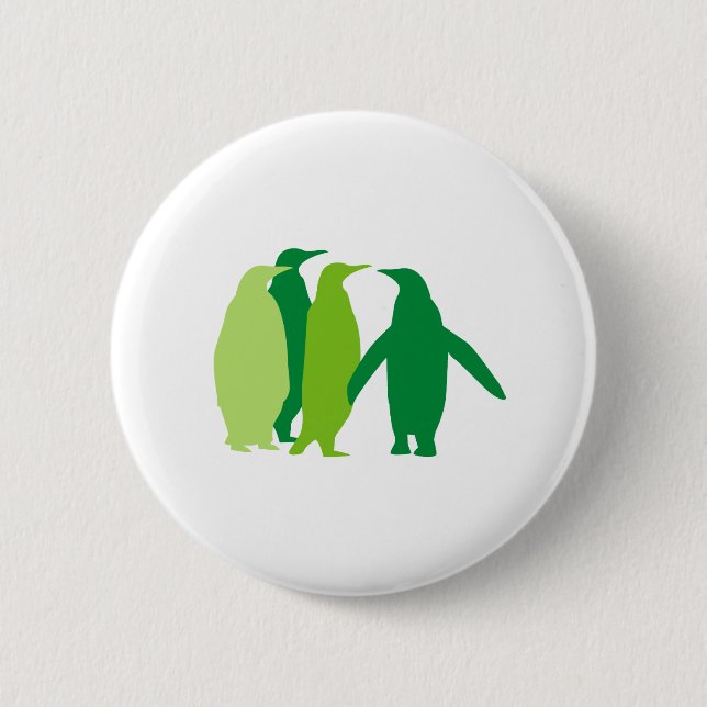 Green Penguins 6 Cm Round Badge (Front)