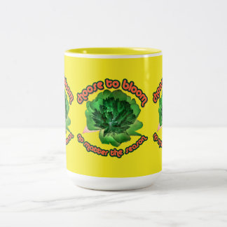 green peony Two-Tone coffee mug