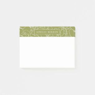 Green Pepper Simply Floral Personalised Post-it Notes
