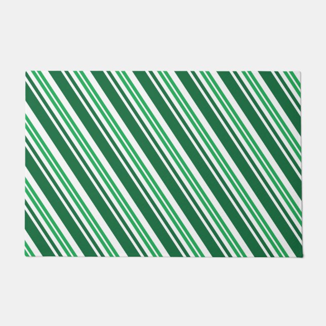 Green Peppermint Stripe Doormat (Front)