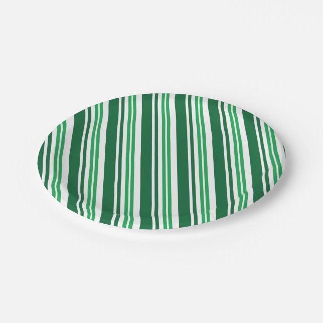 Green Peppermint Stripe Paper Plate (Angled)