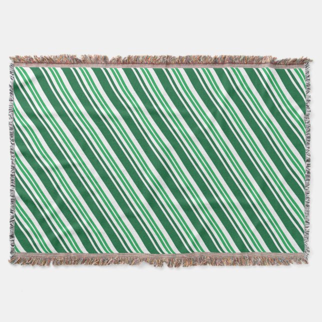 Green Peppermint Stripe Throw Blanket (Front)