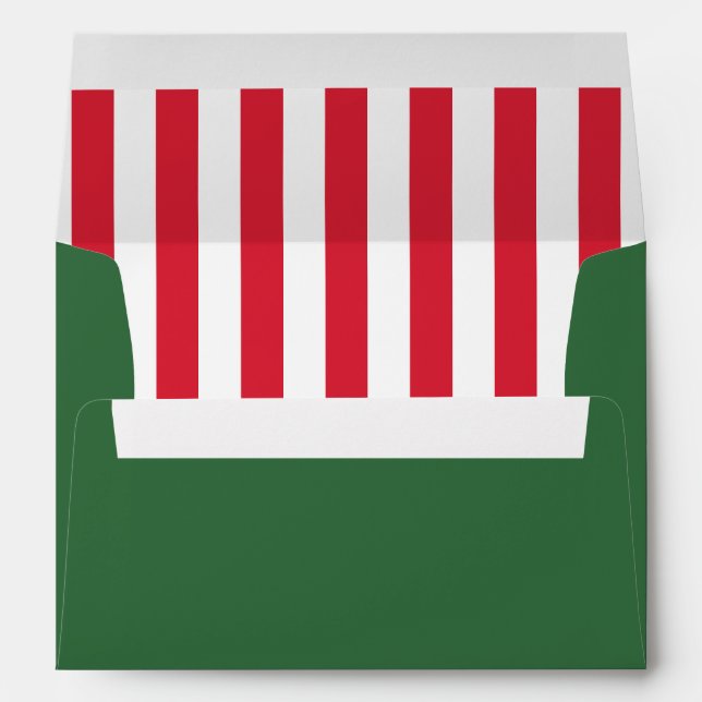 Green & Peppermint | Striped Liner | Christmas Envelopes (Back (Bottom))