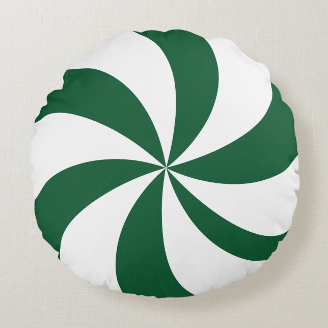 Green Peppermint Swirl Round Cushion (Front)