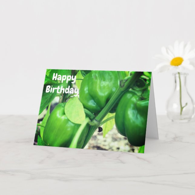 Green Peppers On Vine Nature Birthday  Card (Small Plant)