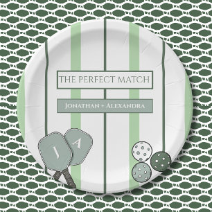 Green Perfect Match Couples Bridal Shower Paper Plate