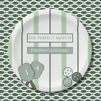 Green Perfect Match Couples Bridal Shower Paper Plate