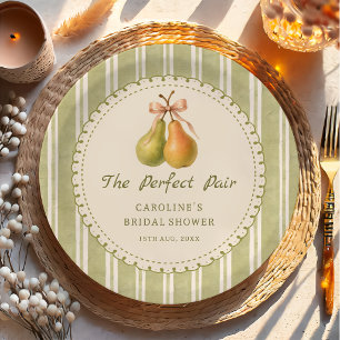 Green Perfect Pair Pear Bridal Shower Paper Plates