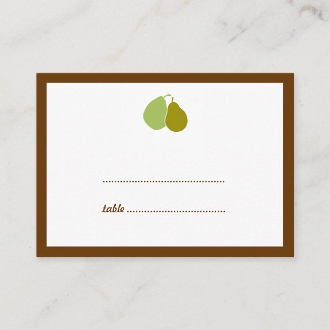 Green perfect pear wedding escort seating card (Front)