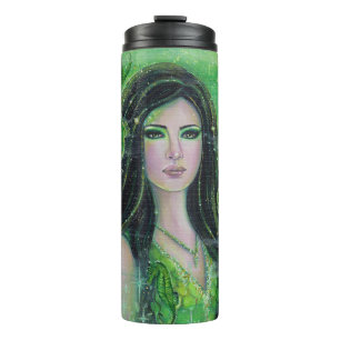 Green Peridot mermaid by Renee Lavoie Thermal Tumbler