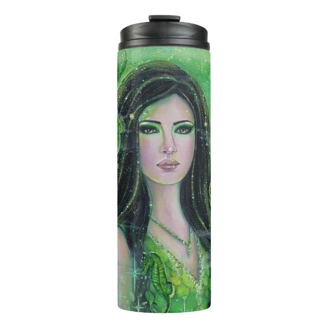 Green Peridot mermaid by Renee Lavoie Thermal Tumbler (Front)