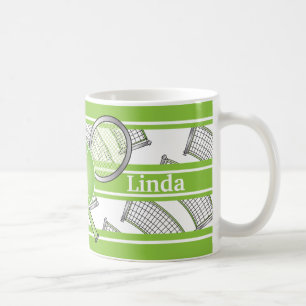 Green Personalise Tennis Coffee Mug
