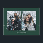 Green Personalised 2 photos Universal Greetings Postcard<br><div class="desc">Personalised dark green 2 best friends,  weddings or family photos Universal Greetings Postcards featuring a stylish photo collage with 2 customised images,  your greetings message in elegant handwritten script font,  your name,  date,  year,  message on the back in a modern and simple sans serif font.</div>