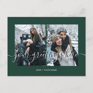 Green Personalised 2 photos Universal Greetings Postcard