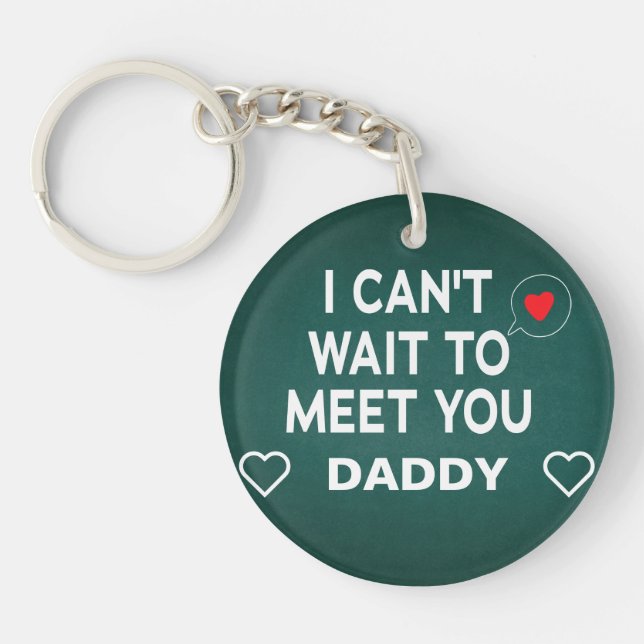Green Personalised Baby's Sonogram Expectant Daddy Key Ring (Front)