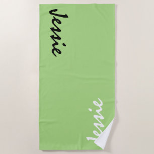 Green Personalised Beach Towel