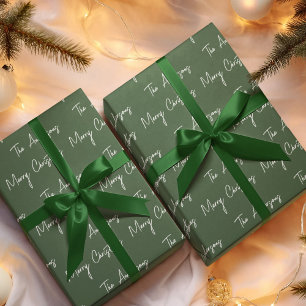 Green Personalised Family Name Christmas Season Wrapping Paper