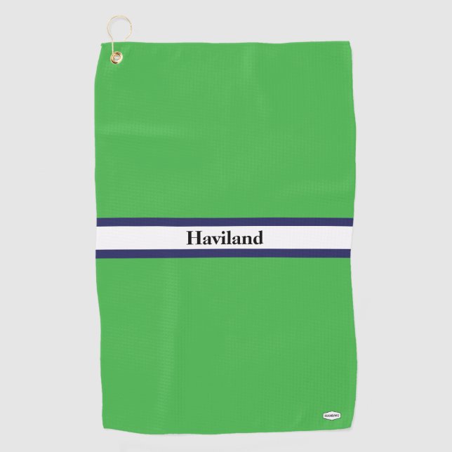 Green Personalised Golf Towel HAMbWG (Front)